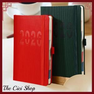 [The Cici Shop] High-quality 2026 Planner Notebook Daily Weekly Monthly Calendar Planner A5 Size With Faux Leather Cover For Business Student