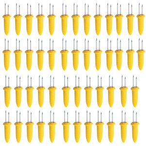 KECTTIO Stainless Steel 10/30/50 pcs Corn On the Cob Kitchen Gadget Home Fruit Forks Sweetcorn Corn Holder Grilling Fork Corn Skewer BBQ Prong Set