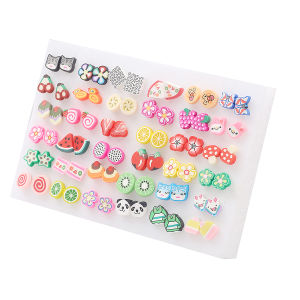 ชุดต่างหูหมุดพลาสติกรูปสัตว์ทรงเรขาคณิตรูปดอกไม้ประดับพลอยเทียมสไตล์36คู่สำหรับผู้หญิงเครื่องประดับ