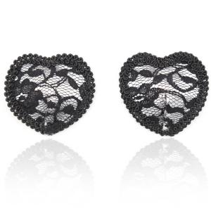 Women Heart Shape Lace Silicone Breast Pads Adhesive Reusable Nipple Covers Pasties Bra for Parties and Music Festivals