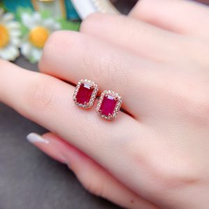 Sterling Silver 925 Earrings Natural Ruby Womens Earrings Vintage Earrings Large Ruby Earrings Mothers Day Gift Luxury Jewelry