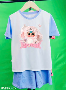 Bộ bé gái tay phối theo quần hinh gấu baby cho bé gái 6-29kg.BGPHOI05