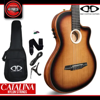 D&D Catalina Acoustic Guitar with Belcat Pickup Classical Nylon Strings Elegant Design