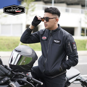 Jaket motor parasut BOMBER pria RAPID TOPGUN terbaru dengan badge bordir bisa dilepas pasang