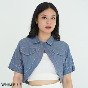 Cardingan Bolero Lengan Pendek Denim Look Syala/Murah/Cardingan/Premium