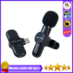 COD TaffSTUDIO Mikrofon Lapel Lavalier USB Type C Wireless Mini Tanpa Kabel Youtuber Vlog Live Streaming Kecil Mini Jepit Suara Jernih Wireles Clip On Terbagus Portable Ngeflog Konten Untuk Mirorrless HP Smartphone ASMR Mukbang Vlogger Viral Murah Bagus