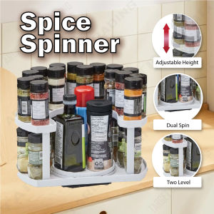 360° Rotating Tray Spice Rack Turntable Storage Desktop White Storage Organizer Kitchen Fruit Seasoning Rak Rempah Ratus
