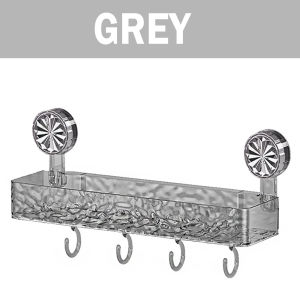 BestGila MALAYSIA Luxury Wall Hanging Storage Rack Bathroom Rack Suction Cup Rack Punch Free Toiletries Shelf wt Hooks Rak Tandas 免打孔收纳架