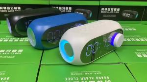 ลำโพงไร้สายสก์ท็อป Sound Bar นาฬิกาปลุกคู่ไฟ LED กล่องเสียงไฮไฟรองรับการ์ด TF วิทยุ FM AUX โหมด