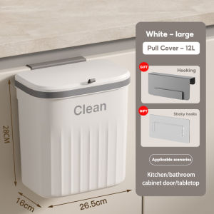 JFS 12L Trash Can With Cover Hanging Trash Bin For Kitchen Cabinet Door With Lid Recycle Rubbish Garbage Bin trashcan