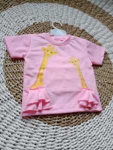 Baju Pakaian Atasan Anak Perempuan Jerapah 3D Usia 1-5 tahun kaos ALLINA BAHAN beby tery