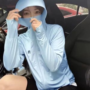 Womens Breathable UV Protection Hooded Zip-Up Jacket - Lightweight Outdoor Sport Cycling Long Sleeve Top