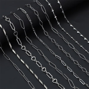 1M/Bag Stainless Steel Jewelry Chain Cuban Link Chain Heart Cross Style Basic Punk Chain for Necklace Bracelet DIY Jewelry Making Findings