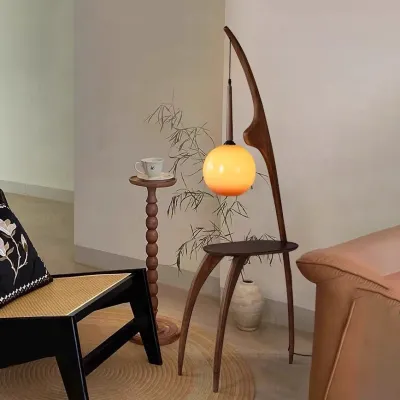 HEIKESZ antique shelf floor lamp new Chinese style living room simple bedroom bedside atmosphere wabi sandy wind solid wood lamp Table light adjustable portable charger table lights for room