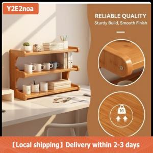 【Local shipping】 2 3-tier Bamboo Desktop Water Cup Holder storage Rack organizer wooden Desktop Storage Rack