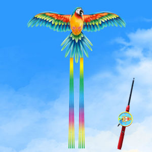 Children Flying Kite Toy Hand Brake Fishing Rod Control Eagle Swallow Parrot Cartoon Outdoor Sport Kid Layang Layang