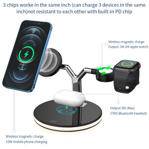Zeallion 15W Magnetic Wireless Charger Dock For iPhone 12 Pro Max 11 XS Max Apple Watch 6 Desktop Stand Fast Qi Wireless Charging Station