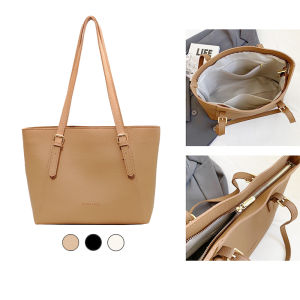 Leather Tote Bag 14 inch Laptop Office Bag for Lady Large Office Handbag University Shoulder Bag w/ Adjustable Strap