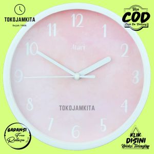 Jam Dinding Analog Hiasan Rumah Bunga Flower Bagus Alari AL6111 Besar BestSeller Blue