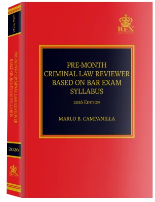 Pre-Month Criminal Law Reviewer Based on Bar Exam Syllabus Volume 1 by Marlo Campanilla (2026 Edition) (Paper Bound)