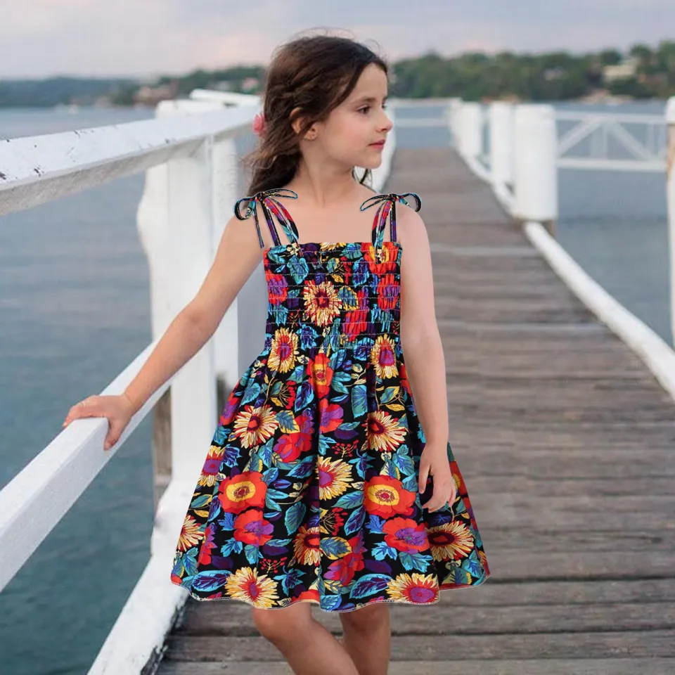 Buy Girl Cute Cotton Print Dresses - Kids Casual Short-sleeves with Chest  Pocket Summer Dresses for Toddler and Little Girls (7T) Online at  desertcartINDIA