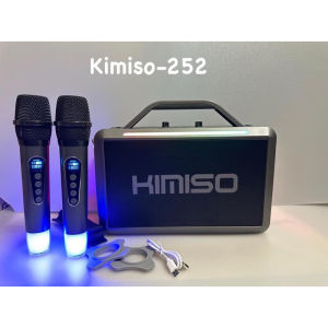 Loa bluetooth KIMISO -252 kèm 2 micro karaoke không dây hiệu ứng đèn LED có tay xách nguyên khối