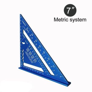 BETTERFORM Precision 7Inch Triangle Ruler Aluminium Alloy Inch Metric Angle Ruler Carpenter Tools Protractor Square Measurement Measurement Tool