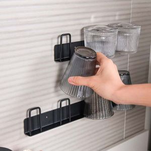 XUNJIE Metal Coffee Cups Holder No Drilling 3/4 Hook Cup Drying Rack Practical Upside-down Cup Storage Rack for Home