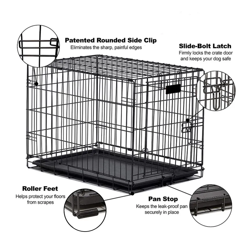 Pet dog Cage Collapsible with Poop Tray for Dog Durble Puppy