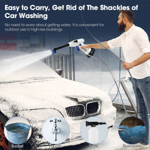 Cordless Pressure Cleaner Portable Pressure Washer Lightweight Cordless Jet Wash Car Washer With 6.0Ah B-attery Foam Generator Nozzle Water Pump 5M Hose (21V(2x6.0Ah B-attery))