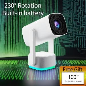 โปรเจ็คเตอร์ขนาดเล็กพกพา4K HD HDMI แบตเตอรี่ในตัวตั้งแคมป์กลางแจ้งบ้านเกมความบันเทิงมือถือไร้สายฉายเชื่อมต่อบลูทูธ