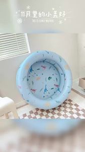 LZD  Wanmei  ins Danish Vintage Stripe Inflatable Swimming Pool Baby Dinosaur Pool Thickened Household Ocean Ball Pool