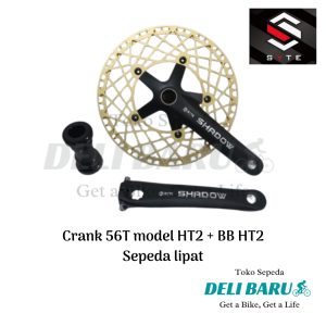 Crank syte shadow single 56T crank HT2 hollowtech II Alloy warna BCD 130 mm crank arm 170 mm chainring sepeda lipat minion