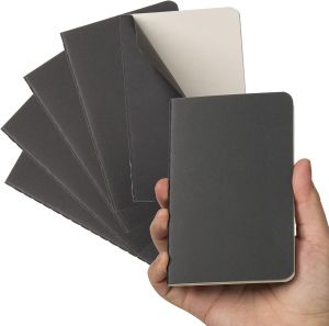 TWONE 6 PackPocket Notebooks 3.5x5.5 Lined Black Cardstock