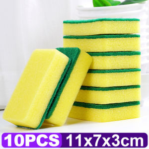 10pcs Double-sided Dishwashing Sponge Magic Clean Pot Rust Stain Sponges Cleaning Brush Kitchen Grease Cleaner Removing Kit Tool