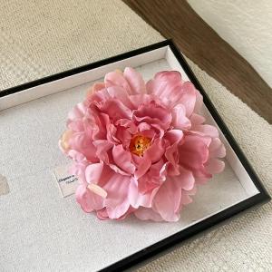 Peony Hair Clip - Sweet Artificial Flower Fabric Brooch Hairpins for Beach Vacation Bridesmaid Wedding Accessories