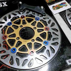 Piringan Cakram Disc Brake Depan Model Bulat Psm Disc 260mm Lubang 4 + Breket Pnp Beat ( Vario 110 125/Scoopy/ Genio/Spacy) Mio (Xeon/Fino/Gear/Freego)