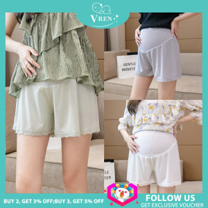 VREN Quần Đùi Bà Bầu Quần Bầu Thoáng Khí Chống Vi Khuẩn Thoải Mái Cạp Cao Màu Trơn Vải Viscose Quần Đùi Mặc Trong Mùa Hè