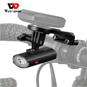 WEST BIKING 300 Lumens Bike Light With GoPro Mount Holder USB Rechargeable Waterproof Bicycle Flashlight Headlamp Speedometer Holder