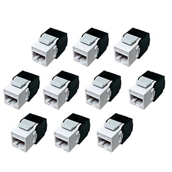 10-Pack Cat6A RJ45 Keystone Jack - Cat6 Compatible -180 Degree Toolless ...