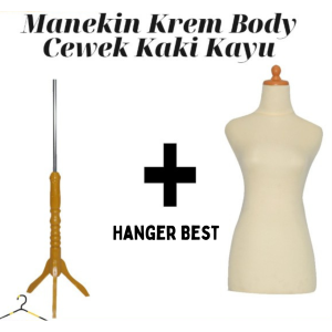 Manekin Body Cewek DM Krem Kaki Kayu Dan Kaki Besi | Manekin Cewek | Patung Display Baju