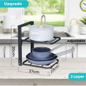 [Flash Deal]Adjustable Pot Rack Pot Organiser Under Sink Organiser Under Sink Rack Kitchen Organiser