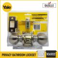 Yale Cylindrical Bathroom Privacy Knob Lockset Door Knob Lock Set Satin Chrome (Push Button) Heavy Duty - VCA5122. 