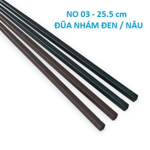 Bộ 10 đôi đũa melamine cao cấp dài 25.5 cm màu nâu gỗ / đen _ NO 03