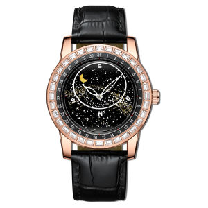 JS Mens Waterproof Diamond Watch Luxury Fashion Wristwatch Stainless Steel Band with Date Display