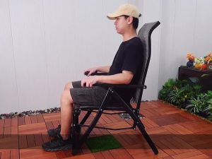 TREDEY Folding Lounge Chair Textilene 6 Grades Outdoor Deck Chair Office Lazy Nap Lunch Chair Camp Chair w/Armrest for Garden