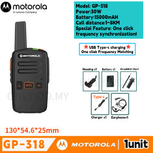 【MY STOCK】Motorola Mini Walkie Talkie Copy frequency 10KM Channel16 UHF 30W 15000mAH Dual PTT TransmissionType-C  Charging  GP318