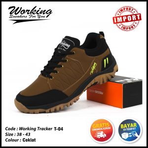 Sepatu Hiking Import Working T-04 (warna coklat) / Sepatu Gunung Adventure Wanita Pria / Sepatu Offroad Paramount Gunung / Sepatu Gunung Hiking Mendaki Trekking / Fashion Pria / 100% REALPICT Bisa COD
