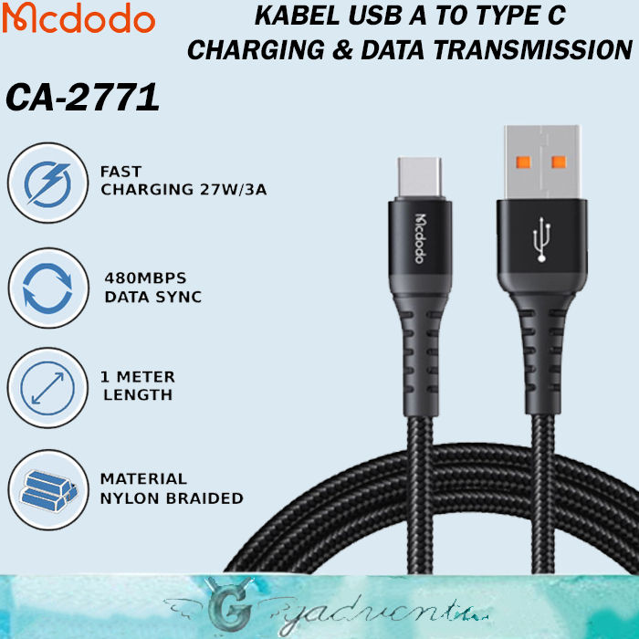 MCDODO CA-2271 Cable Charger USB To Type C 15W Kabel Data QC Fast  Charging Data Transmission 3A For Samsung Xiaomi Oppo Lazada Indonesia