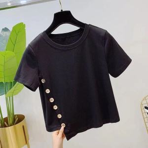 Fashion Suit Women 2023 Summer New All-Match T-shirt High Suit Pants Cropped Pants Western Style Youthful-Looking Two-Piece Suit Fashion